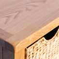 Surrey Oak Tallboy with Baskets - Close up of top