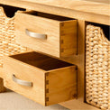 London Oak Coffee Table with Baskets - Lifestyle of dovetail joints on drawer