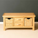 London Oak Coffee Table with Baskets - Lifestyle