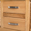 London Oak Coffee Table with Baskets by Roseland Furniture - Close up of drawer handles