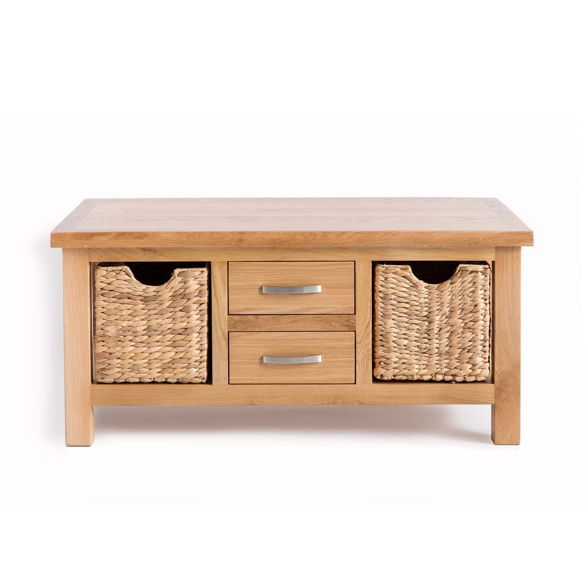 London Oak Coffee Table with Baskets by Roseland Furniture