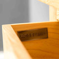 Roseland Furniture badge on a London Oak Hall Table with Baskets. 