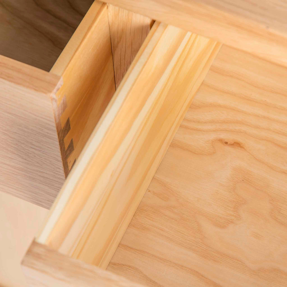 London Oak Mini Sideboard - Close up of inside drawer