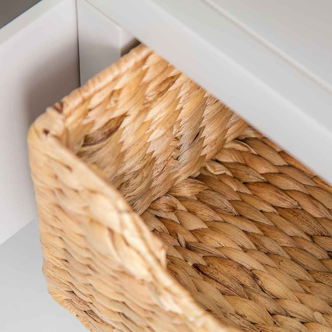 Tv stand with clearance wicker baskets