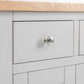 Close up of the painted drawer on the Farrow Grey Mini Sideboard