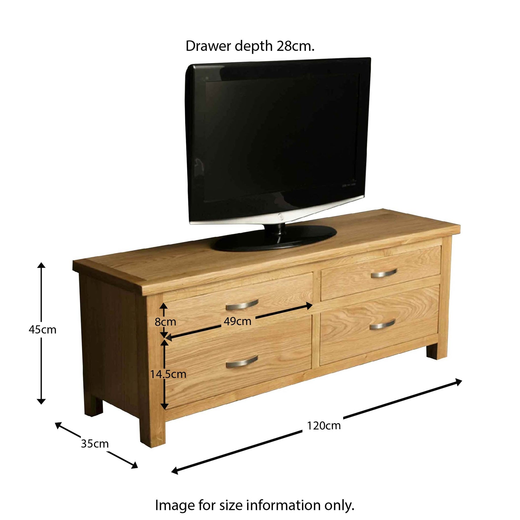London Oak Large Smart TV Stand - Size guide