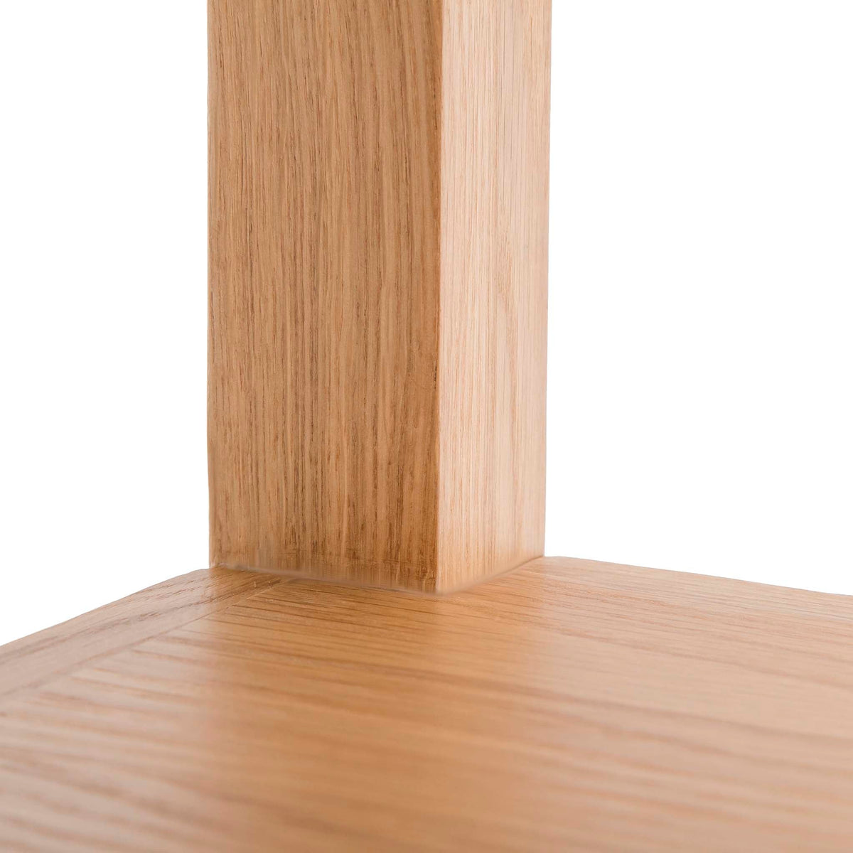 Abbey Light Oak Lamp Table - Close up of lower shelf