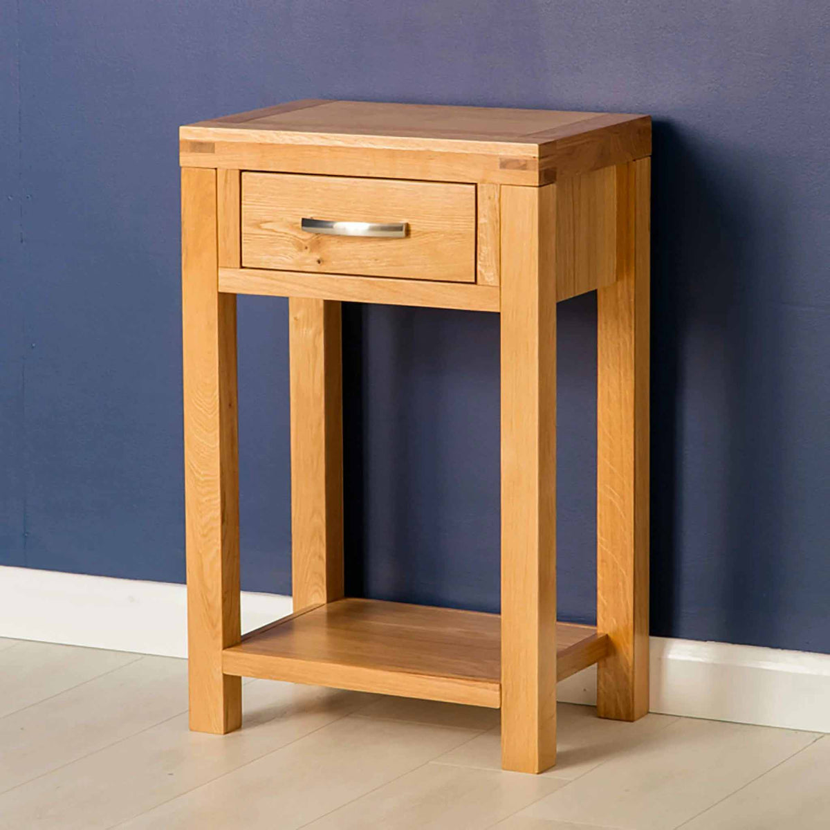 The Abbey Light Oak Small Hall Table - Lifestyle
