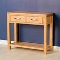 Side view of Abbey Light Oak Console Table with Large Drawer - Lifestyle side view