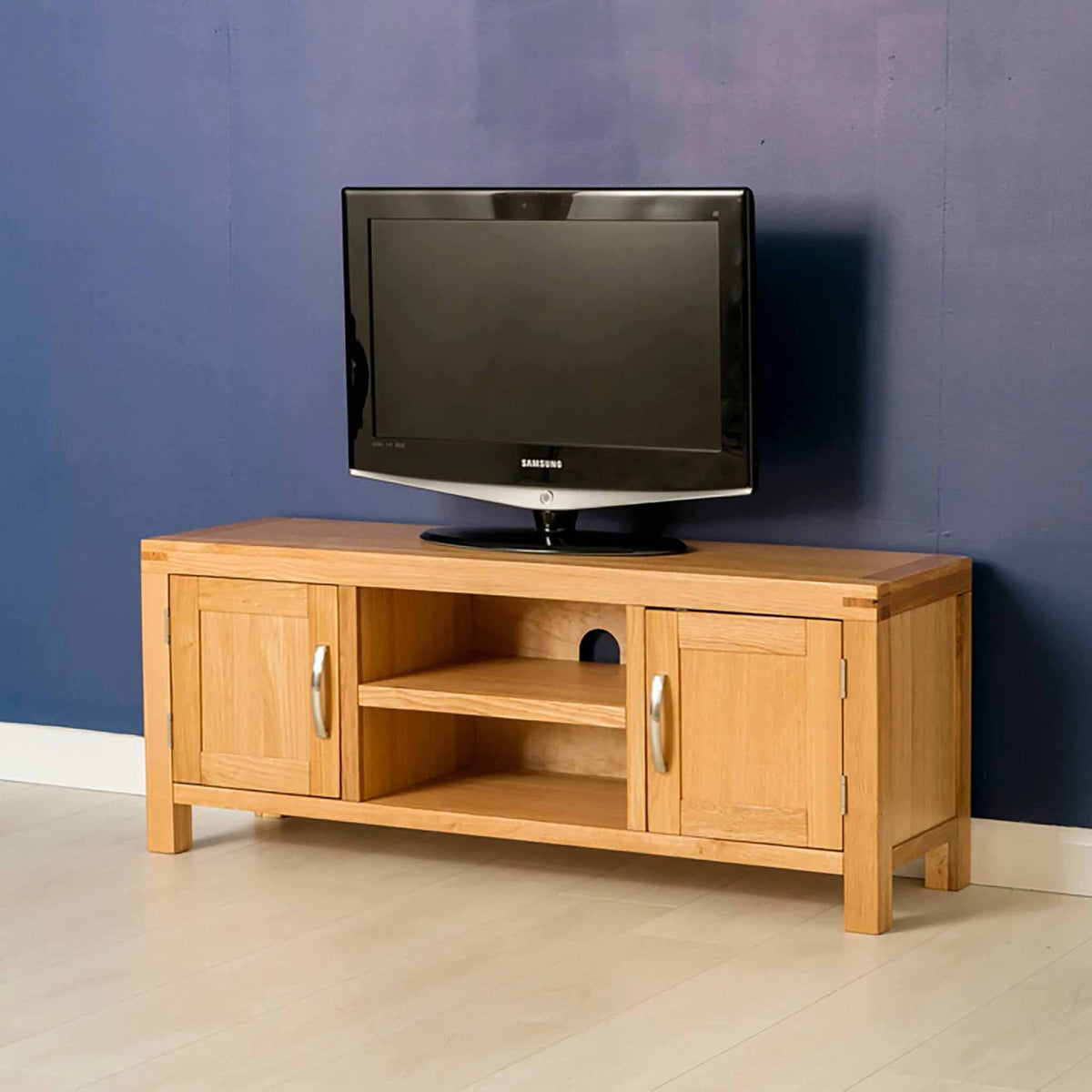The Abbey Light Oak Large TV Stand  - Lifestyle