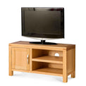Abbey Light Oak 90cm TV Stand - Side view with TV on