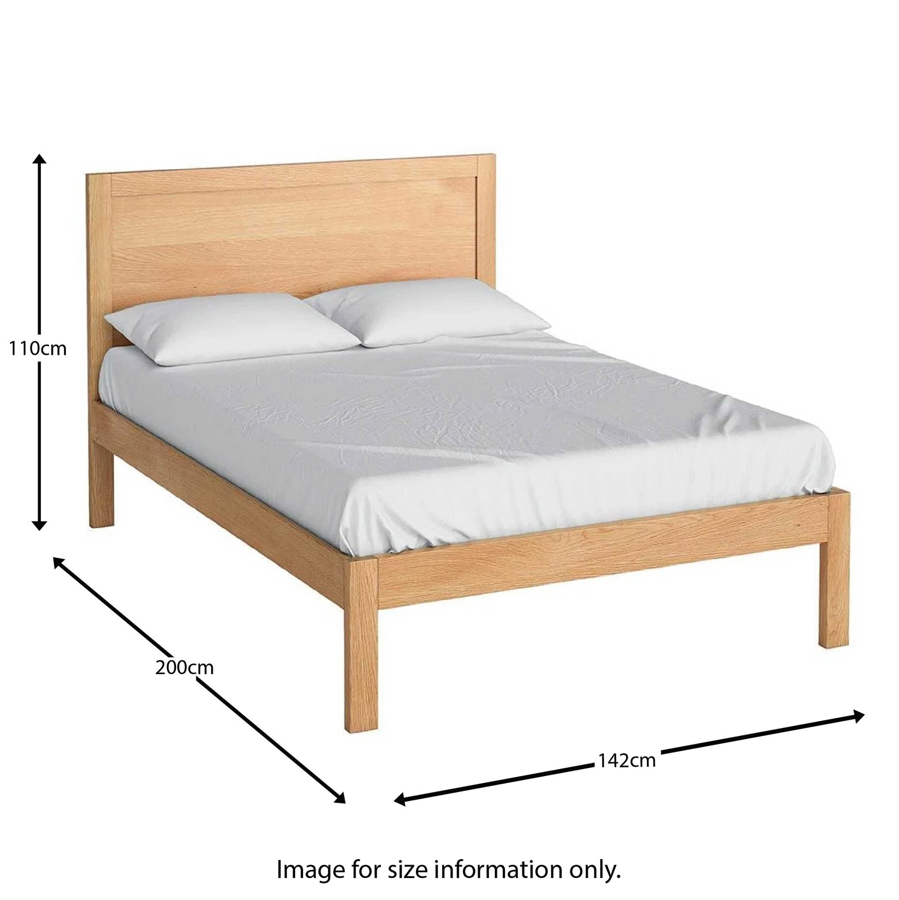 The Abbey Light Oak 4ft 6 Double Bed Frame - size guide