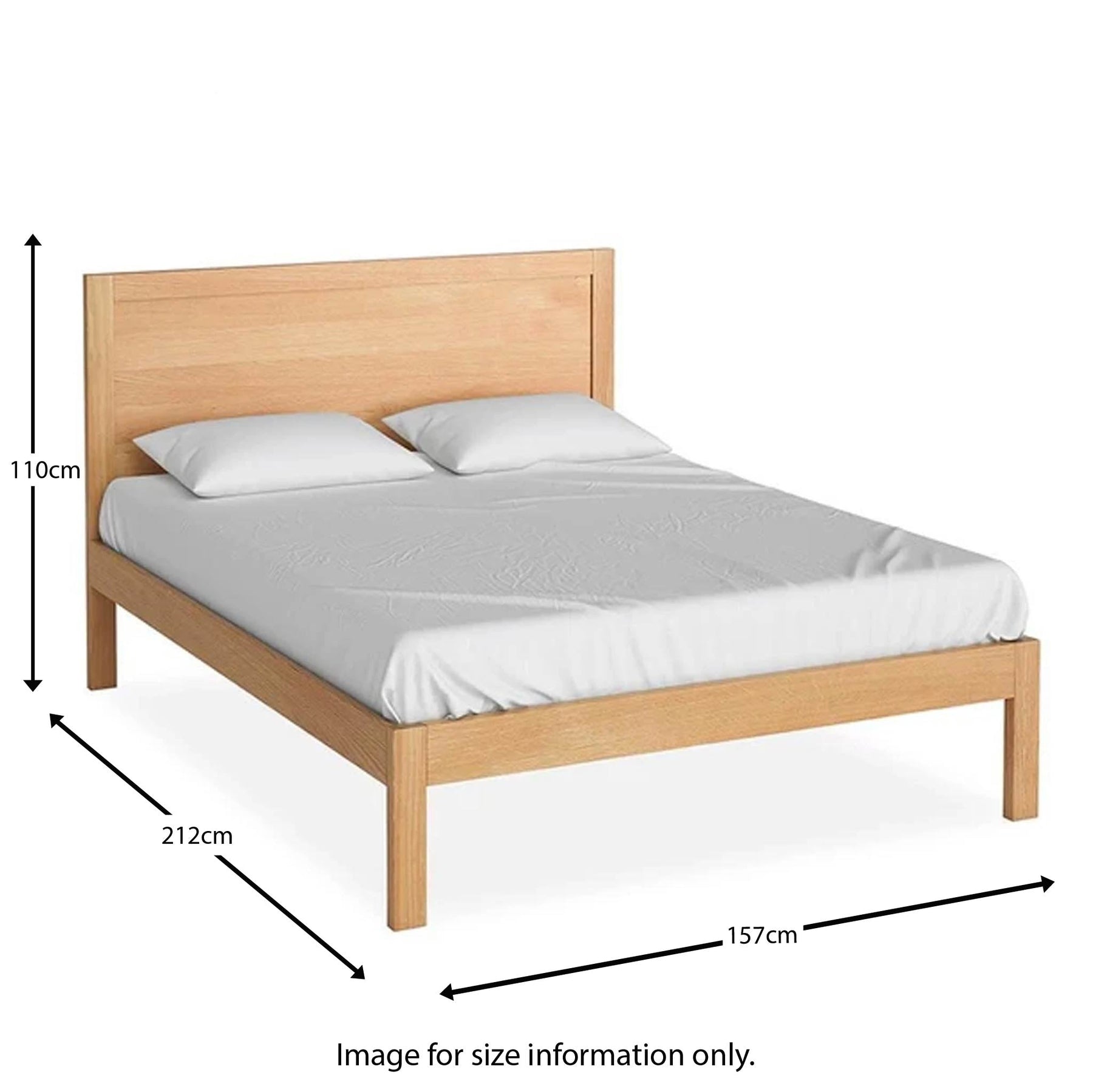 The Abbey Light Oak 5' King Size Bed Frame - size guide