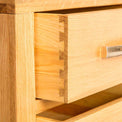 Drawer joint of the Abbey Light Oak Wooden Bedside Table by Roseland Furniture
