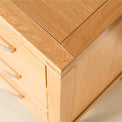 Top Corner view of the Abbey Light Oak Bedside Storage Table by Roseland Furniture