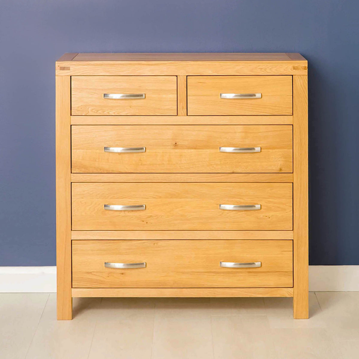 Abbey Light Oak Chest of Drawers - Lifestyle front view