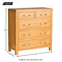 Abbey Light Oak Chest of Drawers 2 Over 3 - Size guide