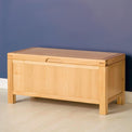 Abbey Light Oak Blanket Box - Lifestyle side view