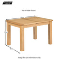 Hampshire Oak Small Extending Table - Size Guide of Closed Table