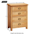 Surrey Oak 4 Drawer Chest - Size Guide