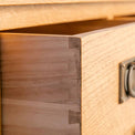 Surrey Oak waxed 4 drawer chest of drawers - Close up of butterfly joint on drawers 