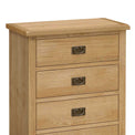 Surrey Oak waxed 4 drawer chest of drawers - Close up of top of drawers