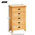 Surrey Oak waxed 5 drawer wide chest - Size Guide