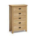Surrey Oak waxed 5 drawer wide chest by Roseland Furniture