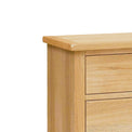 Surrey Oak waxed 5 drawer wide chest - Close Up of Top Corner