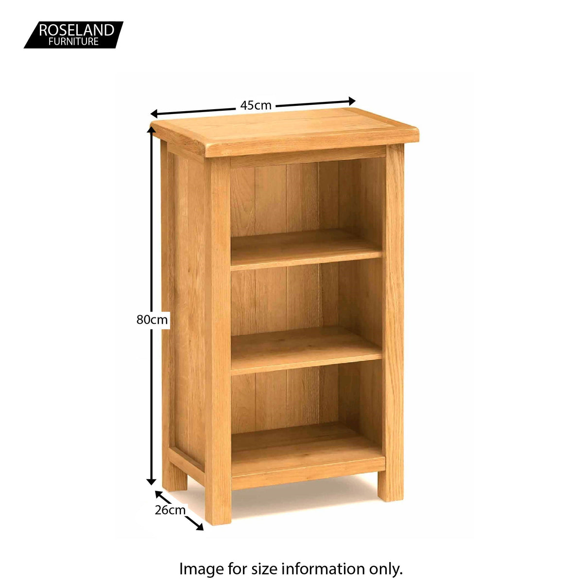 Surrey Oak Mini Bookcase - Size Guide