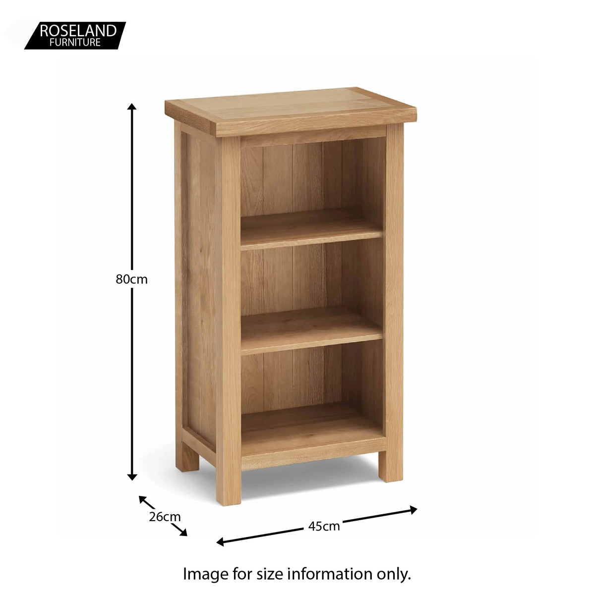 Light oak small bookcase - Size guide