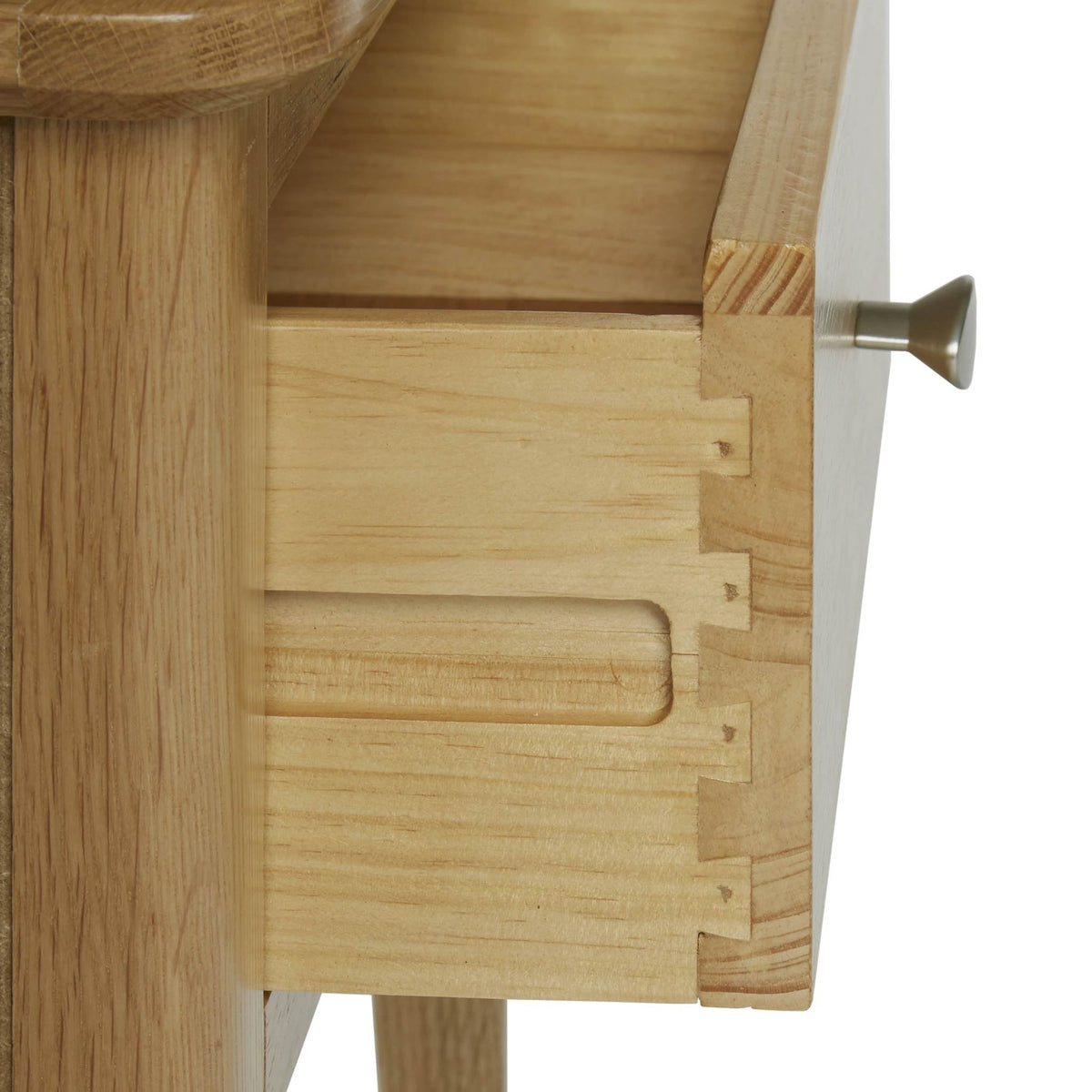 Alba Oak Lamp Table drawer dovetail joints view