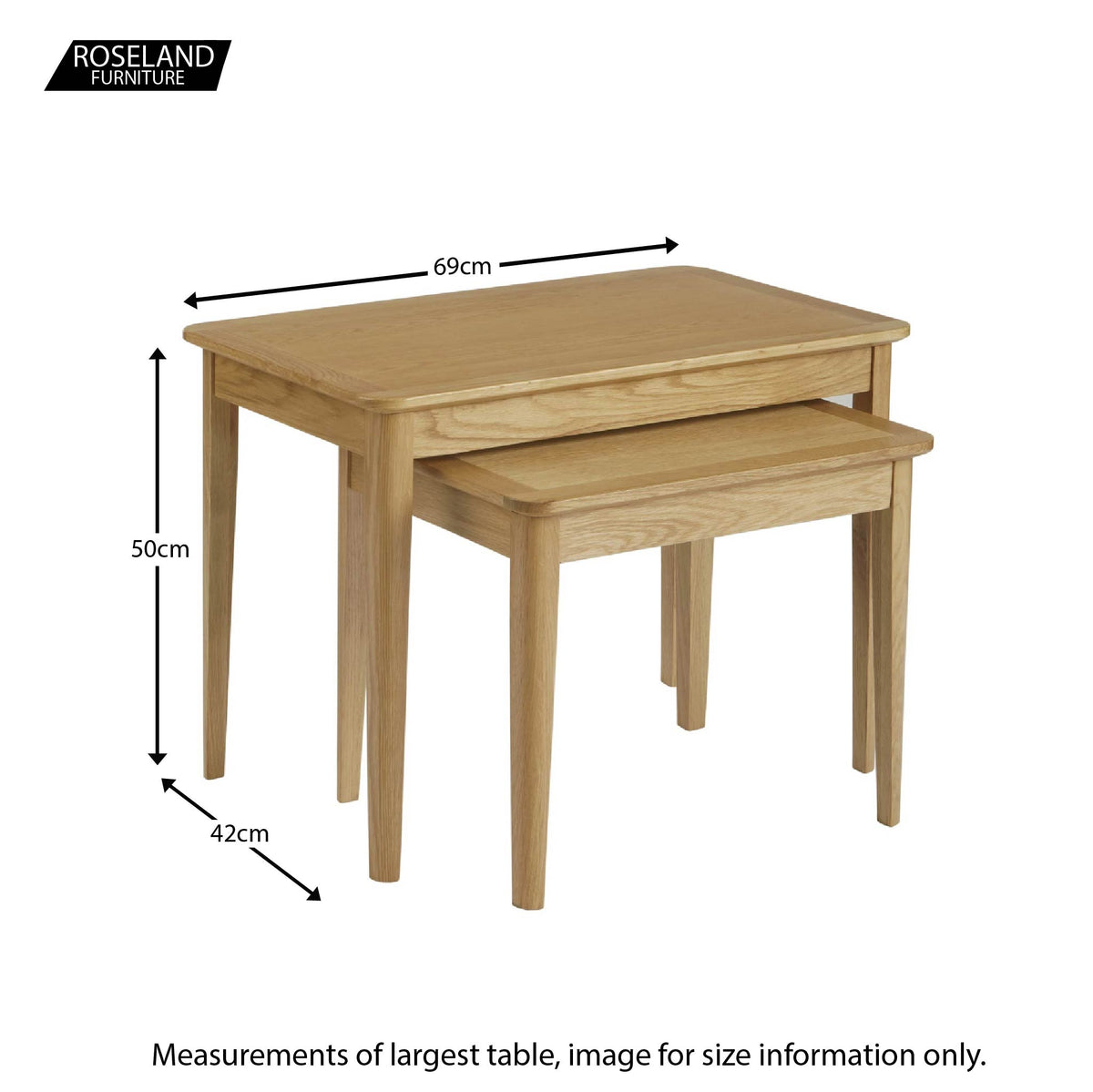 Alba Oak Nest of Tables - Size guide