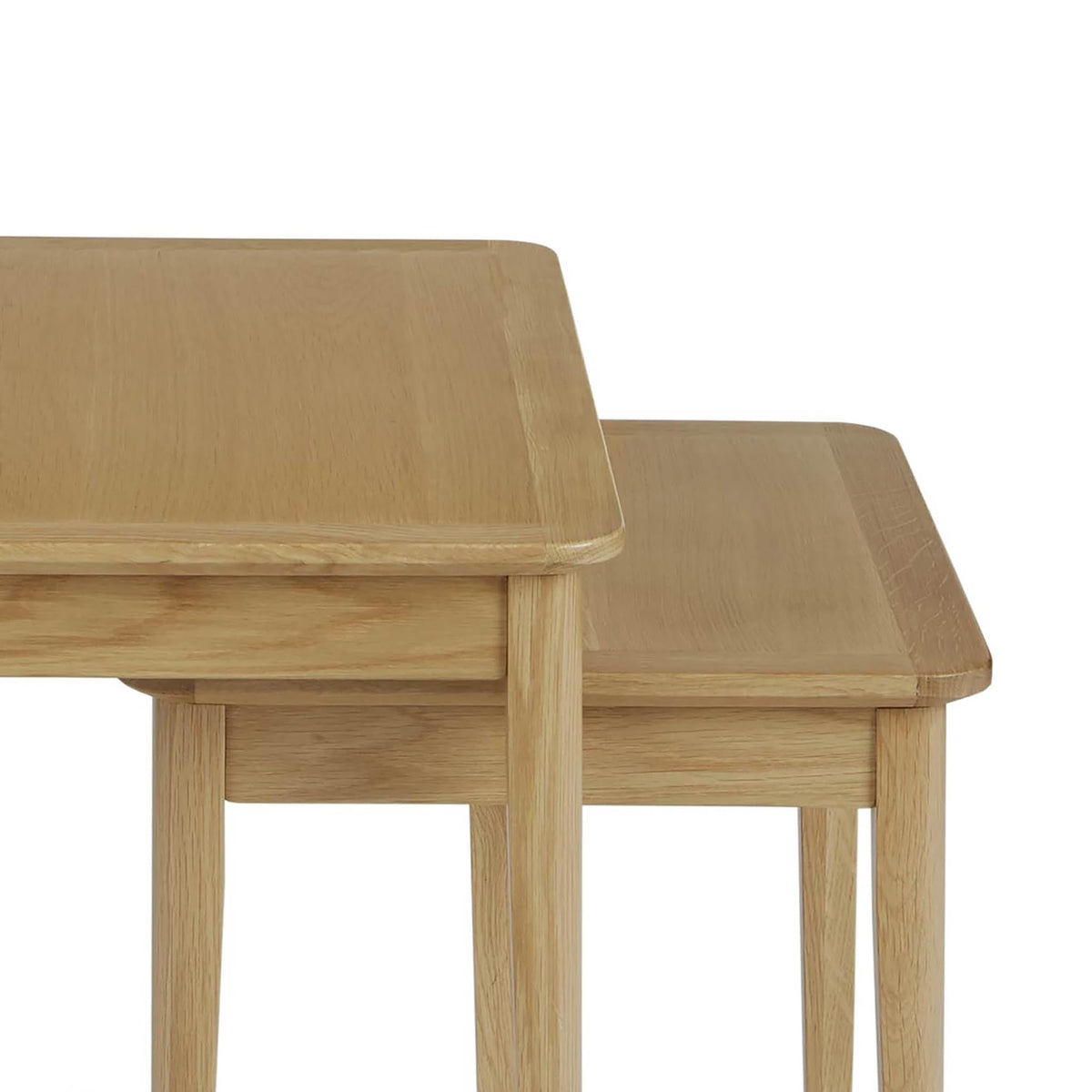 Alba Oak Nest of Tables - Side on view of tops of tables