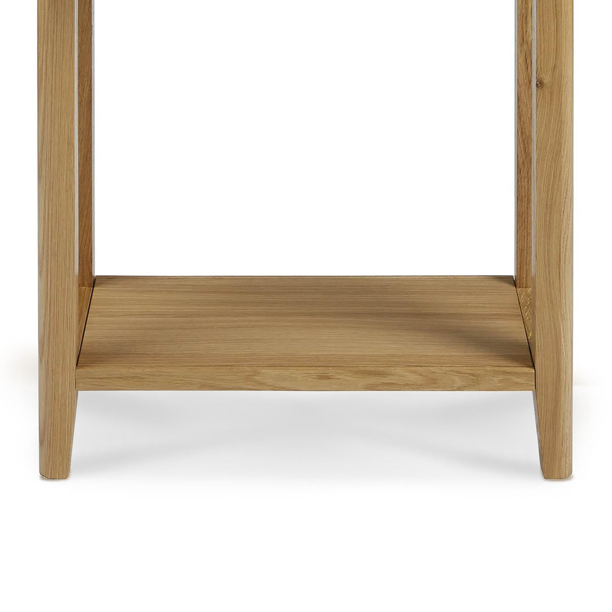 Alba Oak Telephone Table - Close up of lower shelf and legs