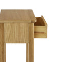 Alba Oak Telephone Table - Close up of side on view with drawer open