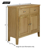 Alba Oak Mini Sideboard Unit - Size guide
