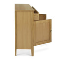 Alba Oak Small Sideboard - Side on view with cupboards and drawers open
