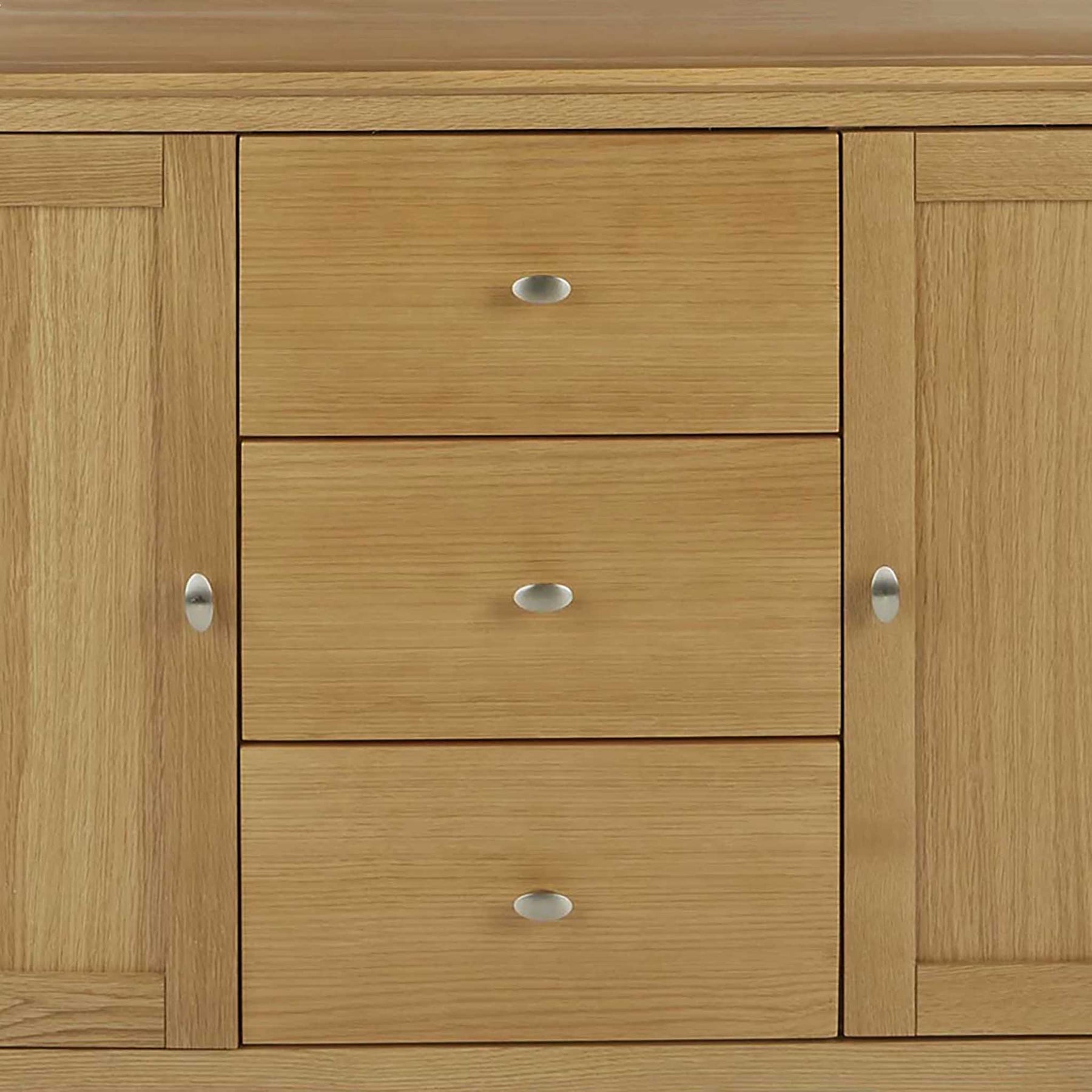Alba Oak Large Sideboard - Close up of central drawers