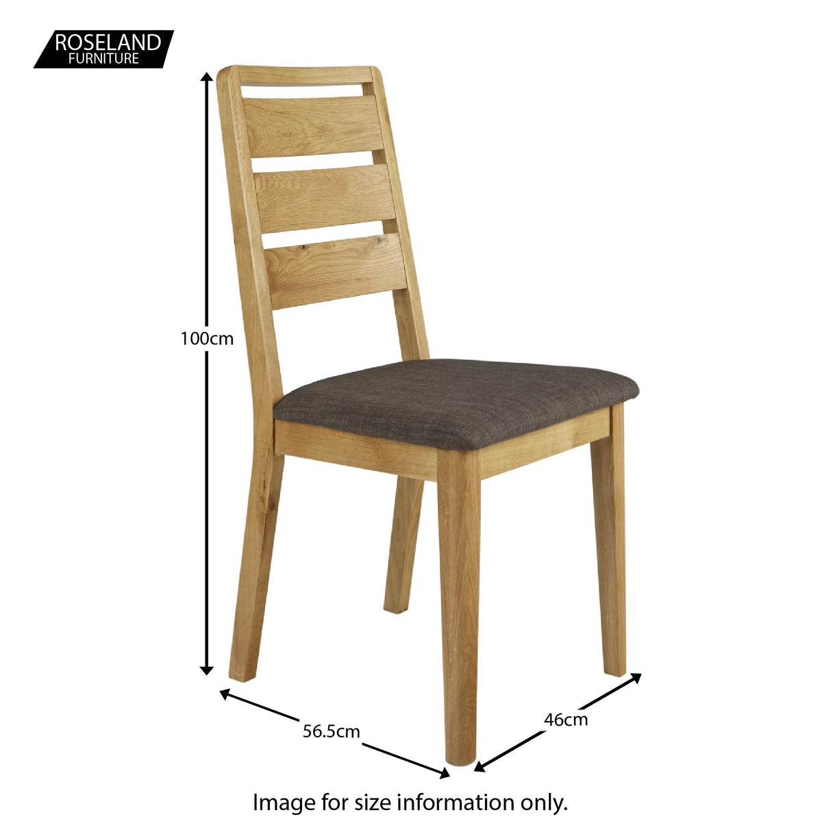 Alba Oak Ladder Back Dining Chair - Size guide