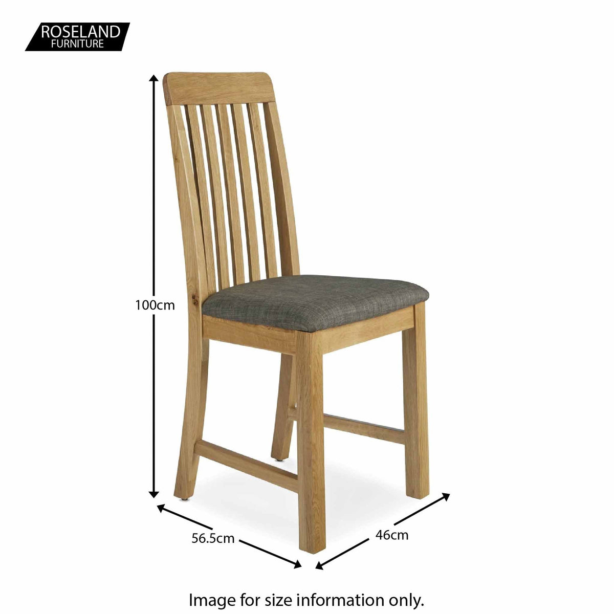 Alba Oak Slatted Dining Chair - Size Guide