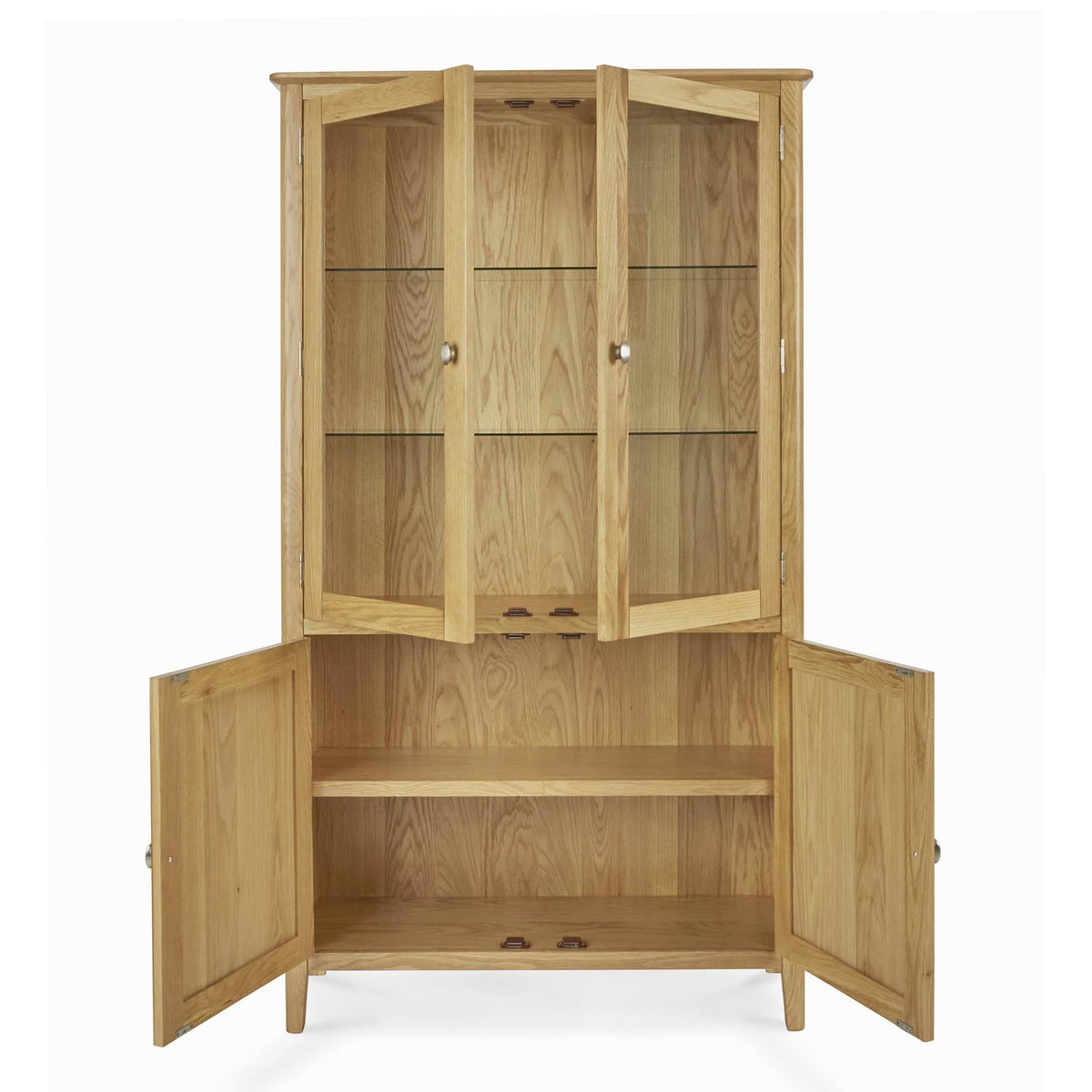 Alba Oak Display Cabinet - Front view with doors open