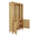 Alba Oak Display Cabinet - Side view with doors open