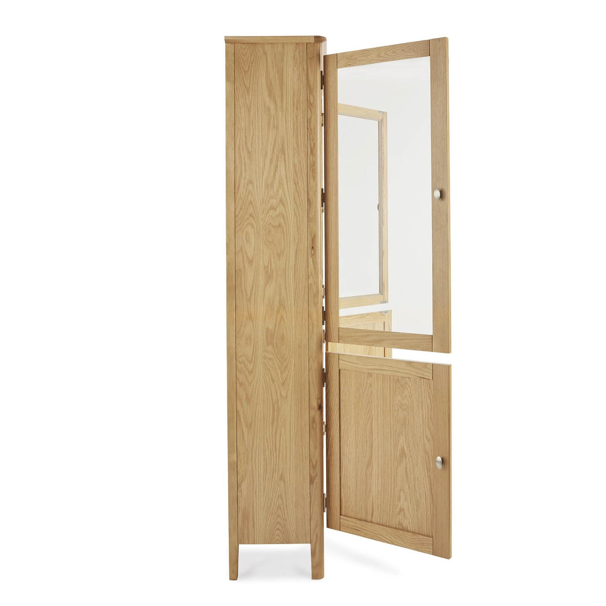 Alba Oak Display Cabinet - Side on view with doors open