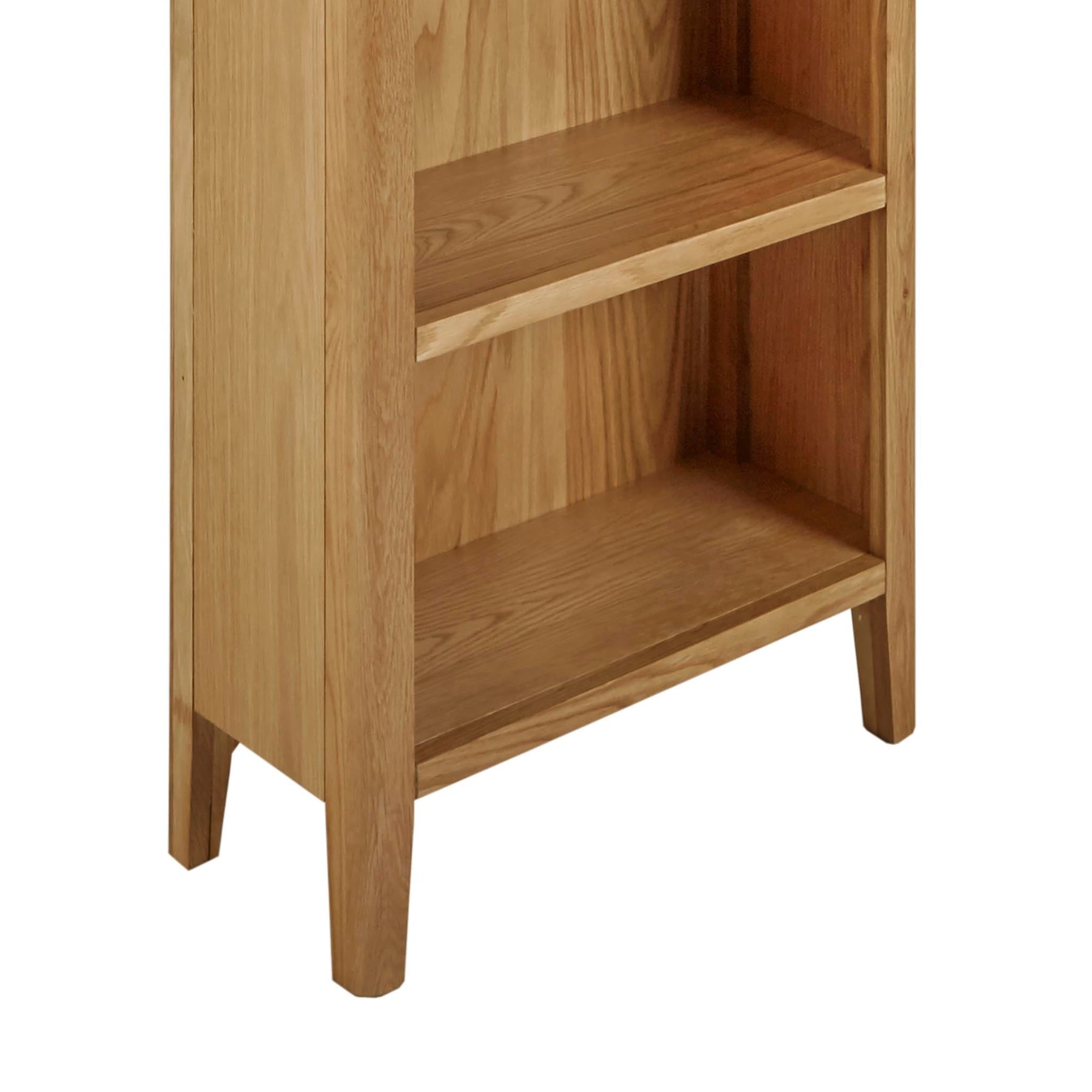 Alba Oak Slim Bookcase - Close up of base of bookcase