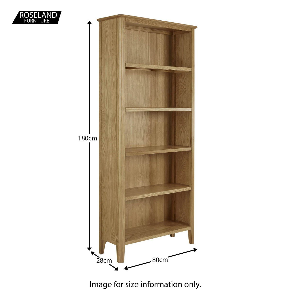Alba Oak Large Bookcase - Size guide
