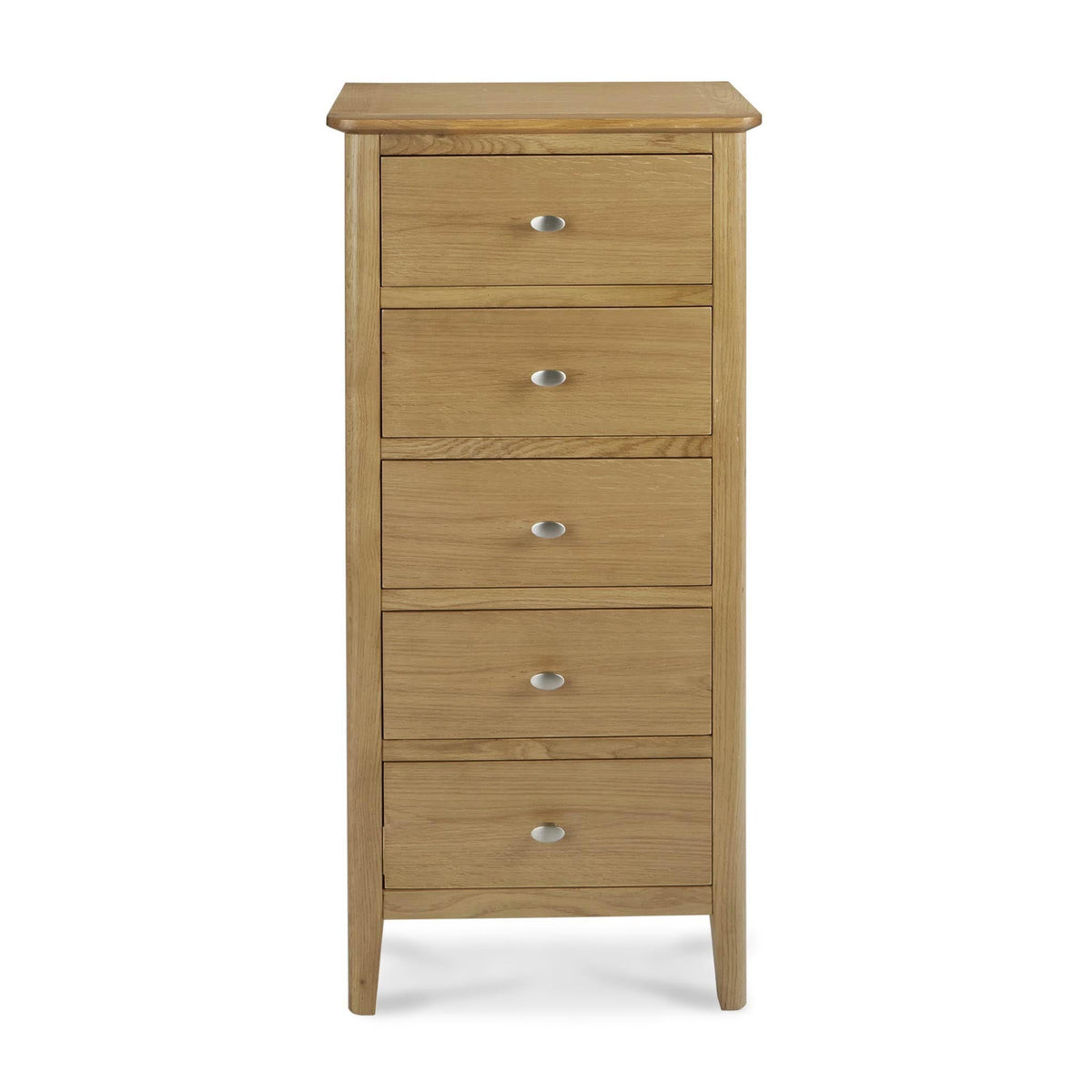 Alba Oak 5 Drawer Tallboy - Front view