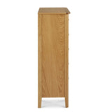 Alba Oak 5 Drawer Tallboy - Side on view 