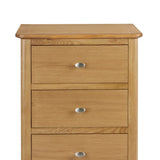 Alba Oak 5 Drawer Tallboy - Close up of top of Tallboy