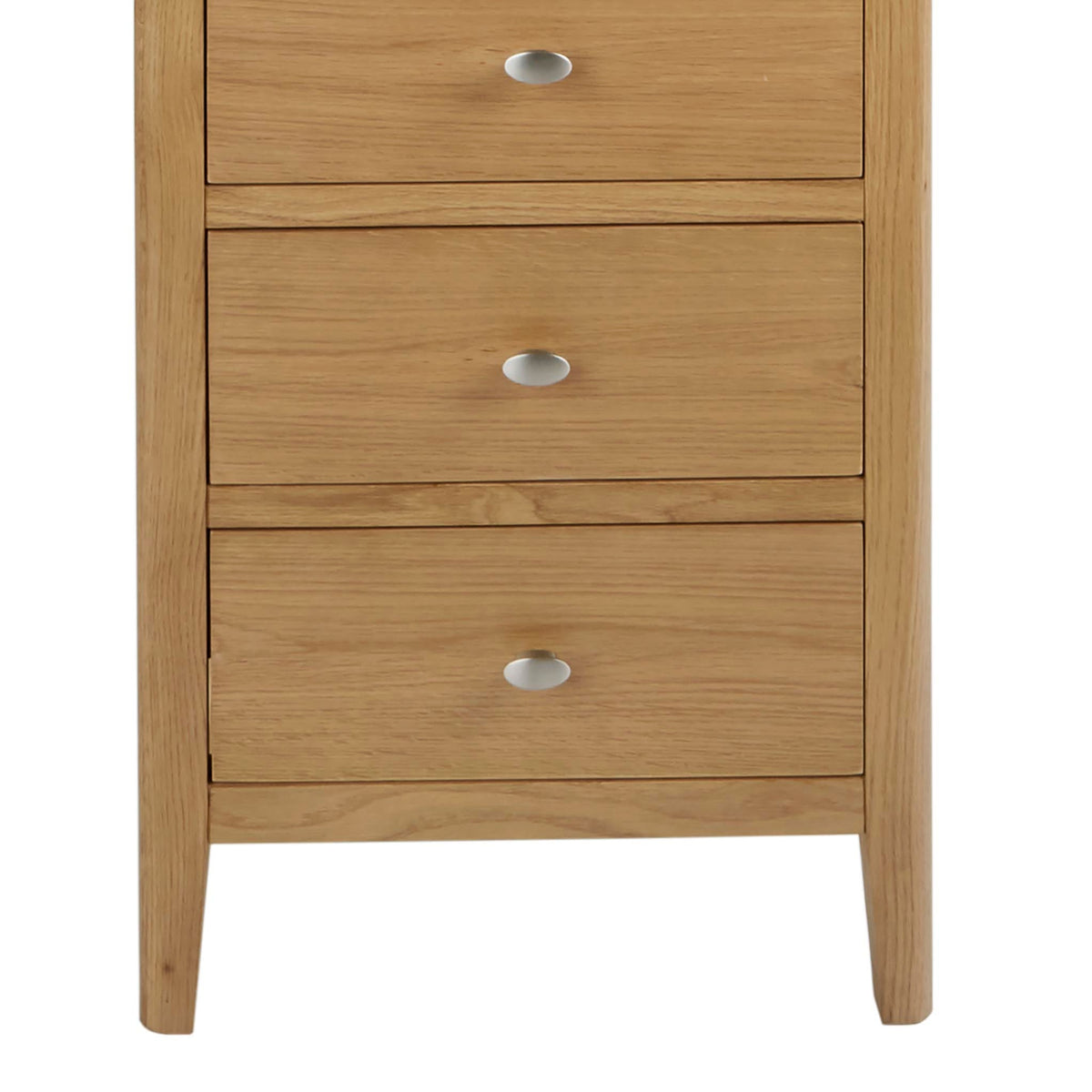 Alba Oak 5 Drawer Tallboy - Close up of base of Tallboy